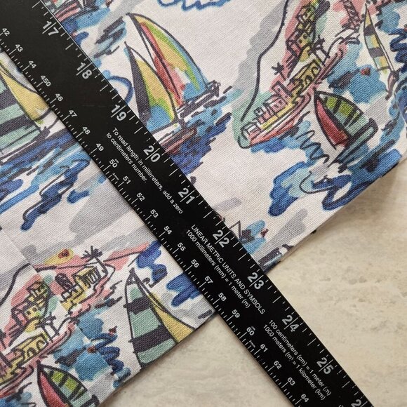 Nine West Pencil Skirt Womens Size 10 Nautical Print Preppy Beach Linen Coastal - Picture 11 of 13